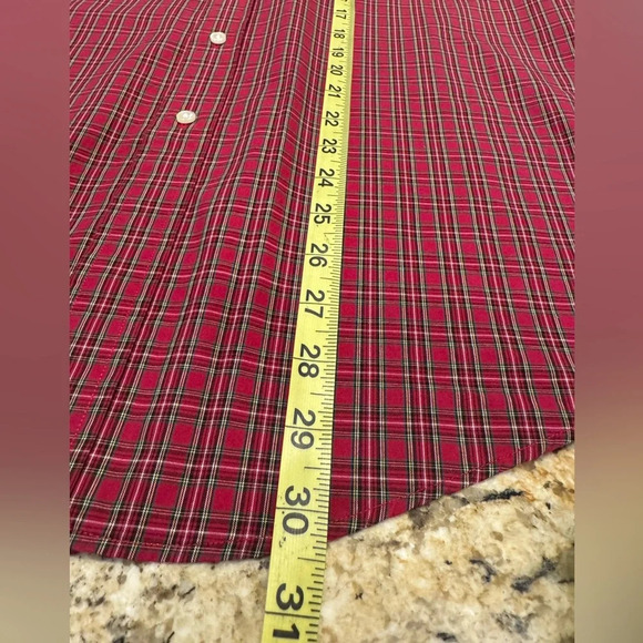 Tommy Hilfiger Mens Large Button Up Long Sleeve SlimFit Red Plaid - Picture 6 of 7